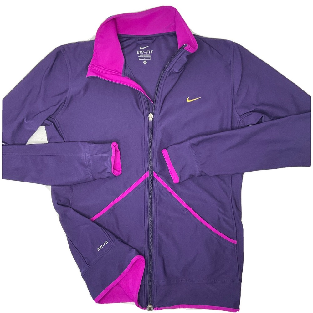 Nike Track Jacket Training Athletic Dri-Fit Fitness Purple Pink Full Zip Mock‎ M